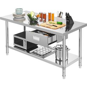 YITAHOME NSF Stainless Steel Table, 36" X 24" Work Table with Wheels & Adjustable Undershelf, Metal Prep Table for Home Kitchen, Restaurant, Garage, Warehouse, and Outdoor
