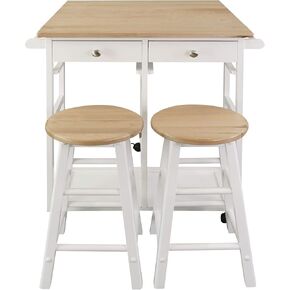 American Trails Breakfast Cart with Drop-Leaf Table, White