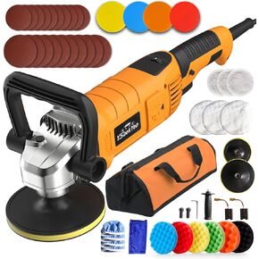 Buffer Polisher, 1200W 7 Inch/6 Inch Car Polisher Set, 6 Variable Speed 1500-3300 RPM, Car Polishers and Buffers with Detachable Handle for Car, Boat Sanding, Polishing, Waxing