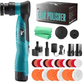 Cordless Mini Car Polisher, RO/DA Mini Polisher for Car Detailing, Waxing, Polishing, Scratch Removing, 6 Variable Speed Car Polishing Kit, 2 Pcs 12V 2000mAh Li-ion Batteries, Kit 1