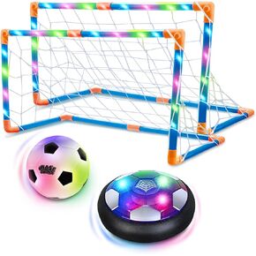 Soccer Ball Toys Game for Kids Age 3 4 5 6 7 8-12, Hover Soccer Ball Set with Hover Soccer Ball, Light-Up Indoor Soccer Ball and 2 Glowing Goals, Xmas Birthday Gifts for Boy Girl 3-5 4-8 6-8 Year Old