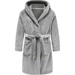 Boys' Hooded Bathrobe Kids Plush Fuzzy Fleece Robe Teen boy Soft Spa Robe Girls Sleepwear pajamas Toddler Nightgown