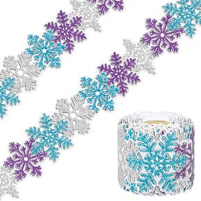 80 Ft Snowflake Scalloped Bulletin Border Trim Winter Snowflake Bulletin Board Decorations for Classroom Office Chalkboard Wall Christmas Holiday Party Decor