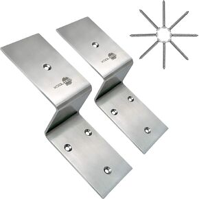 Heavy Duty Stainless Steel 2x4 Door Barricade Brackets| 1 Pair with Screws| Drop Open Bar Holder for 2 by 4 Lumber| U Bracket 2.5" Wide| Security Bracket as Door Reinforcement Jammer Stopper Nightlock