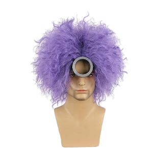 QACCF Purple Culry Fluffy Men Women Lavender Goggle Halloween Costume Cosplay Wig (Two Eyes Set)