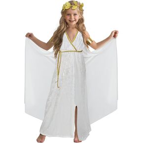HOMELEX Greek Toga Costume for Kids Roman Crown Leaf Wreath Halloween Nobility Goddess Cosplay