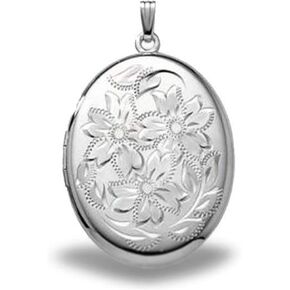 PicturesOnGold.com Extra Large Sterling Silver Oval Locket 1-1/4 Inch X 1-1/2 Inch