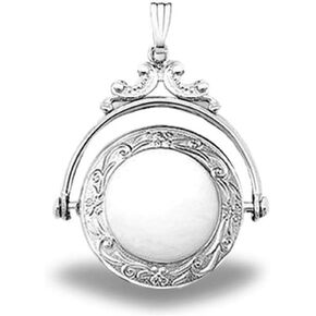 Sterling Silver Round Swivel Picture Locket 3/4 Inch X 3/4 Inch