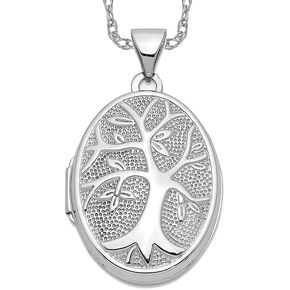 IceCarats 14K Solid White Gold Oval Tree of Life Personalized Photo Locket Necklace Picture Pendant Charm