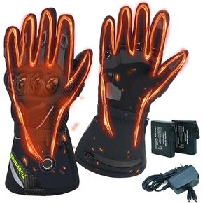 Heated Motorcycle Gloves for Men Women Waterproof Winter Rechargeable Heated Glove Windproof Motorcycle Riding Gloves Heated Winter Thermal Glove Electric Heating Glove for Cycling Skiing Snowboarding