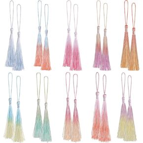 Bewudy 20 Pcs Mini Tassels Bookmark, Colorful Tassels for Handmade Crafts Silk Tassels, 13cm/5in Silky Handmade Soft Tassels for Jewelry Making DIY Projects Bookmarks(Color B)