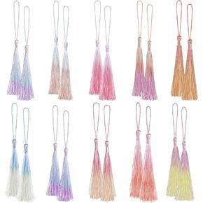 Bewudy 20 Pcs Mini Tassels Bookmark, Colorful Tassels for Handmade Crafts Silk Tassels, 13cm/5in Silky Handmade Soft Tassels for Jewelry Making DIY Projects Bookmarks(Color B)