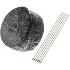 2 Roll 2" 50 Feet Titanium Exhaust Heat Wrap Roll for Motorcycle Manifold Header Pipe Heat Wrap Tape with Stainless Ties