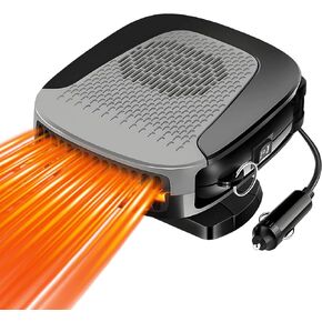 Car Heater - 12V Portable Windshield Heater Defroster,2-in-1 Heating/Cooling Fan Plug into Cigarette Lighter 360 °Rotatable Windscreen Defogger Window Defroster for Car (Grey)