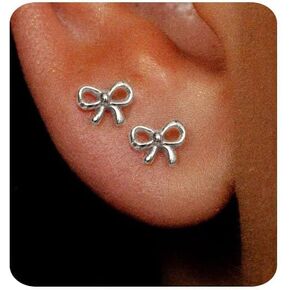 Gold Earrings for Women 14K Gold Stud Earring Dainty Minimalist Simple Small Bow Earrings for Gift for Her