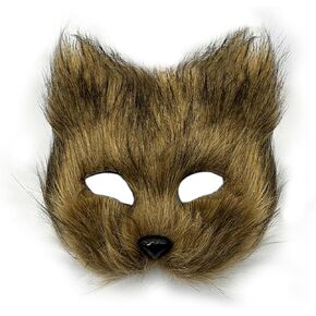 Halloween Scary Mask Masquerade Mask Faux Fur Fox Cat Bear Animal Furry Plush Mask Fluffy for Halloween Costume Party