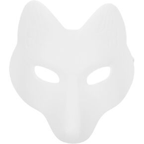 VICASKY Halloween Fox Mask,White Masks DIY Blank Unpainted Face Masks Animal Unpainted Craft Mask for Masquerade Costume Cosplay Accessory