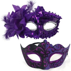 MYMENU Masquerade Mask for Women Couple Masquerade Mask for Men Shiny Venetian Mask Halloween Mask for Party Prom