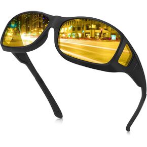 Night Driving Glasses For Men Womens: Anti Glare Fit Over Prescription Sunglasses Night Vision Glasses