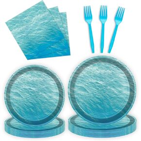 96 Pcs Purple Silver Plates and Napkins Party Supplies, Disposable Forks Paper Dessert Tableware Glitter Decorations Birthday Table Dinnerware Favors Set, Serves 24