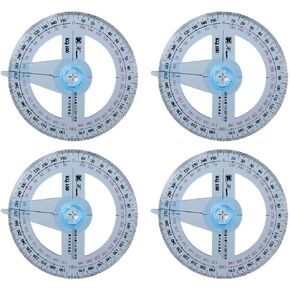 360 Degree Protractor Pack of 4, Durable Swing Arm Angle Protractor, Multifunctional Plastic Circle Protractor Ruler for School Office