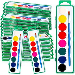 24 حزمة من مجموعات الطلاء بالألوان المائية السائبة 8 ألوان طلاء قابل للغسل للأطفال طلاء ألوان مائية مع فرشاة خشبية للفصول الدراسية الفنية والمدارس الهالوين وحفلات عيد الميلاد وجوائز الأطفال (أخضر) in Kuwait