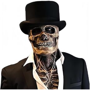 Halloween Skull Mask,Scary Full Head Horror Mask with Movable Jaw, Scary Realistic Latex Helmet Cosplay Party Props