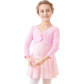 Girls Ballet Wrap Top Long Sleeve Dance Crop Tops for Kids Toddlers Cotton Shrug Sweater