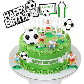Soccer Ball Cake Topper Decorations For Theme Party, Football Player, Men, Boy, Birthday, Sport Supplies, 14 PCS