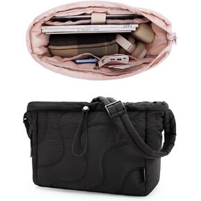 BAGSMART Small Quilted Tote Bag, Lightweight Crossbody Purses for Women, Puffer Travel Tote Bags with Adjustable Strap