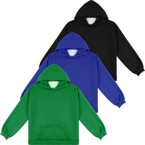 Silkfly 3 Pack Boys Girls Fleece Pullover Hoodies Teen Long Sleeve Sweatshirts Pullover For Children Kids with Pocket