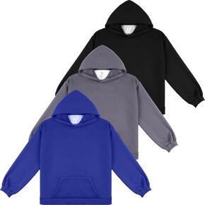 Silkfly 3 Pack Boys Girls Fleece Pullover Hoodies Teen Long Sleeve Sweatshirts Pullover For Children Kids with Pocket