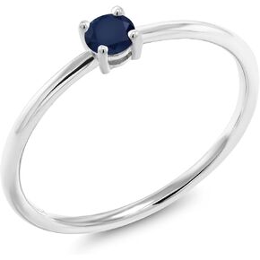 Gem Stone King 10K White Gold 3.5MM Round Gemstone Birthstone Solitaire Engagement Ring | Wedding Anniversary Promise Ring For Women | Available In Size 5, 6, 7, 8, 9