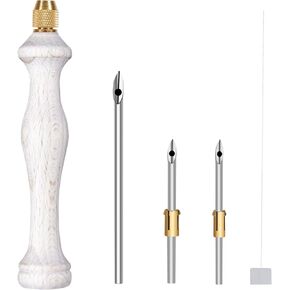 5 PCS Punch Needle Kit, Punch Needle Starter Kit with Embroidery Hoop, Adjustable Wooden Needle Punch Include Wooden Pen Stick&Pen Sticks&lead Wire for Beginner Embroidery Floss Cross Stitching