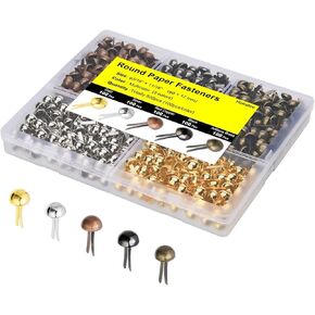 Mini Brads for Paper Crafts, 500pcs Multicolor Metal Paper Fasteners, 8x17mm Fasteners for Crafts, Paper Brads, Round Head Fasteners, Split Pin