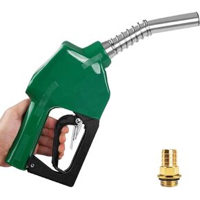 3/4" Automatic Fuel Nozzle with Hose Adapter, Auto Shut-off Fuel Nozzle–Max Flow 16GPM Fuel Transfer Pump Nozzle with Fuel Hose Swivel, 13/16" Spout – Suitable for Diesel, Gasoline, Kerosene(green)