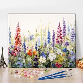TUMOVO Flowers Paint by Number for Adults, Garden Paint by Numbers, DIY Oil Painting on Canvas, Floral Paint by Number with Brushes and Pigment, Natural Elegance Oil Painting, 16x20 Inch