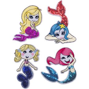 Unicorn Embroidered Mermaid Rainbow Iron On Patches Flowers Heat Transfer Stickers Animal Party Decals for Women Clothes Parent Child Jeans T Shirt DIY Decor Sew Applique (8pcs/Set Unicorn)