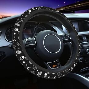 Dog Paw Universal Steering Wheel Cover for Men Women, Soft Anti Slip Stretch Neoprene Steering Wheel Covers Car Protector Accessories 15 Inch-Black