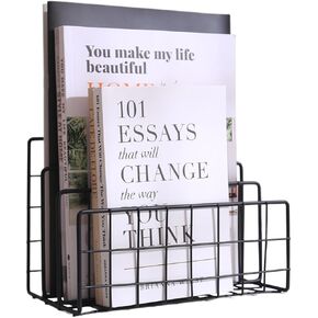 File Folder Organizer for Desk ,3-Section Desktop Vertical magazine Stand Holders,Document/Filing/Paper/Book/Mail/Letter/Record Metal Rack Sorter and office accessoriess & workspace organizers(black)