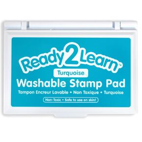 READY 2 LEARN Washable Stamp Pad - Turquoise - Non-Toxic - Fade Resistant - Decorate Scrapbooks, Posters and Cards