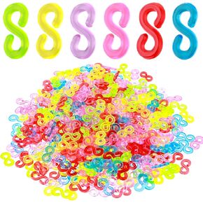 Thinp 1000pcs S Clips Rubber Band Clips,S Clips for Loom Bracelets Plastic Rubber Band Bracelet Clips Connectors Refills Colorful Rubber Band Bracelet Connectors for Loom Bracelets Handicrafts Making