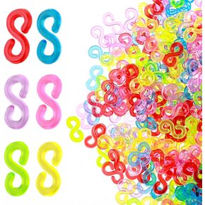 Aster 1000pcs S Clips for Loom Bracelets, Rainbow Loom Clips Plastic Colorful Rubber Band Clips, Rubber Band Bracelet Connectors Refills Kit Clips for Loom Bracelets DIY Handicrafts