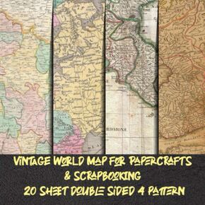 Vintage World Map for Papercrafts & scrapbooking 20 sheet double sided 4 pattern: Travel Map Specialty collection scrapbook paper - Antique Old Ornate ... - Decorative Stationery Craft for collage art