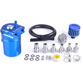 Universal 300ml Aluminum Baffled Oil Separator Catch Can Kit with Air Filter 10MM 12MM 15MM Fitting Black