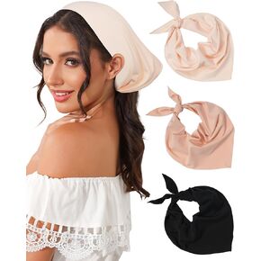 AWAYTR Triangle Head Scarf Hair Bandanas for Women Bandana Headband Scarf Tie-Back Head Coverings Headscarf for Girls