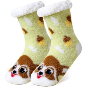 DoSmart Kids Girls Slipper Fuzzy Socks Soft Warm Cozy Animal Anti-Slip Winter Thermal Christmas Indoor Socks