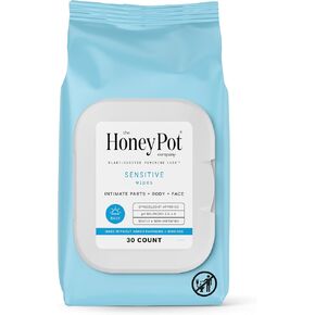 The Honey Pot Company - مناديل أنثوية - موازنة درجة الحموضة اليومية، منتجات أنثوية خالية من الكبريتات للأجزاء الحميمة أو الجسم أو الوجه. - خشب الصندل العنبر 30 قيراط.