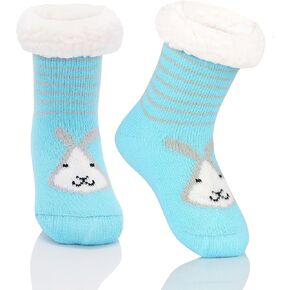 American Trends Kids Slipper Socks Winter Boys Girls Fuzzy Christmas Sock Non Slip Animal Fleece Cozy Sock