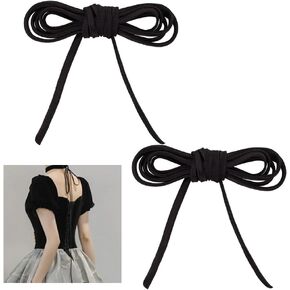 AHANDMAKER 2 Bundle 78.7 Inches Women's Tie Back for Wedding Bridal Gown, 0.2 Inch White Adjustable Lace up Dress Cord Back Corset Ribbon Replacement, Lacing Cord for Zipper Replacement or Buttons